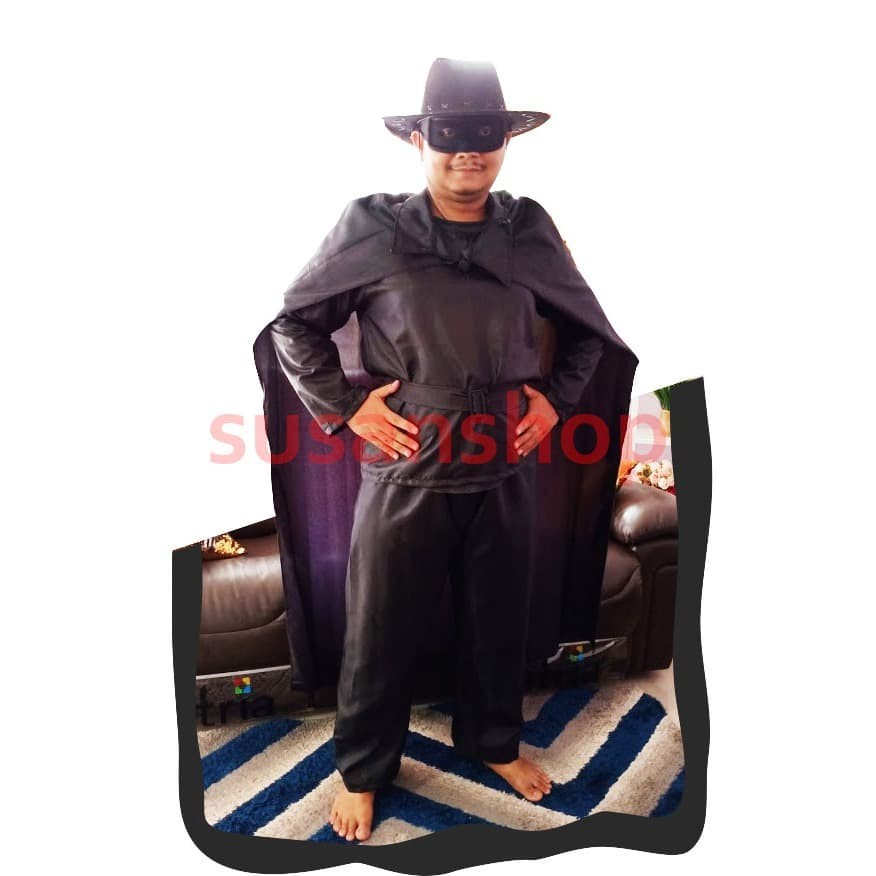 paket kostum zorro zoro topi topeng jubah halloween