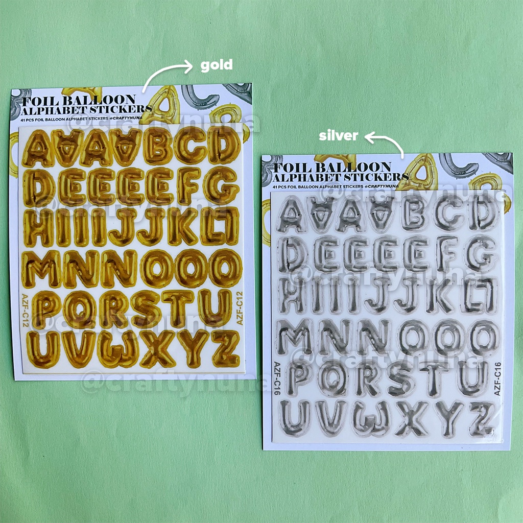 (CNDS05) 41pcs Foil Balloon Alphabet Sticker Set huruf abjad stiker deco hias party lucu kado bujo balon