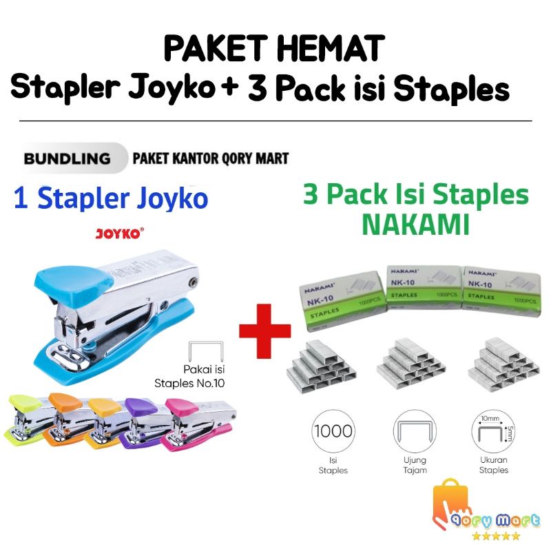 

STAPLER JOYKO + 3 PACK ISI STAPLES | ISI STAPLES NO.10