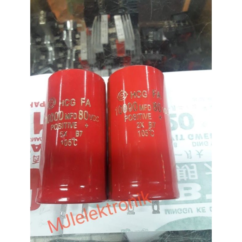 Elco POSITIVE + 10000 MFD 80 VDC Original elko Merah