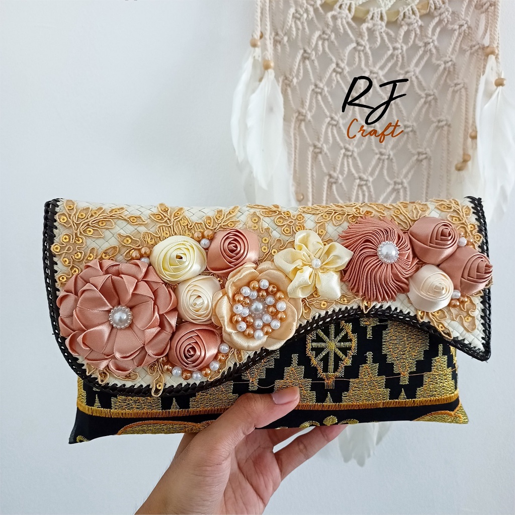 RJ CRAFT - Clutch Tapis Bordir Clutch Anyaman Pandan Clutch Pesta Wanita Clutch Party Clutch Trendy