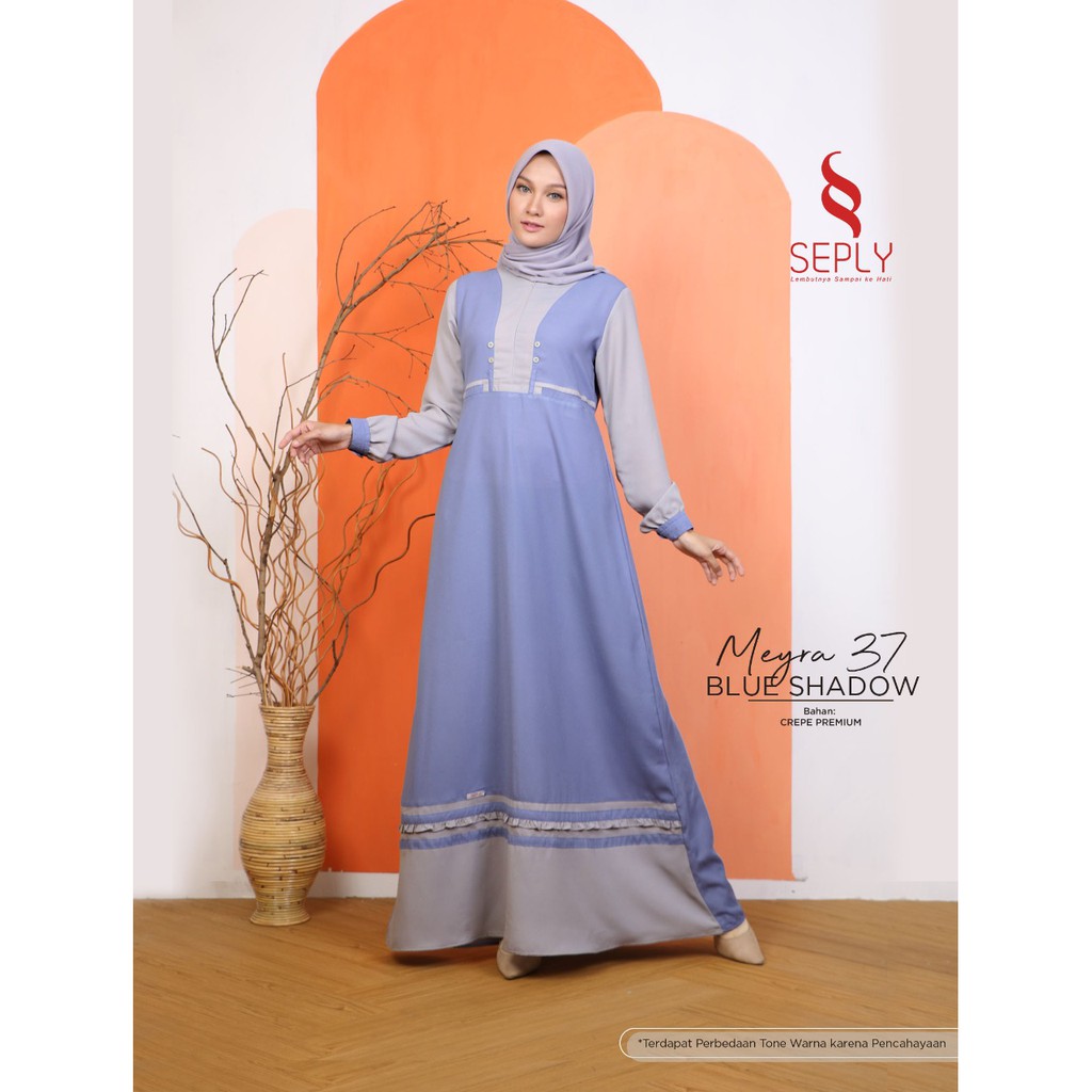 MEYRA 37 Blue shadow,  Brown Gamis Terbaru 2022 Bahan Adem Original Seply