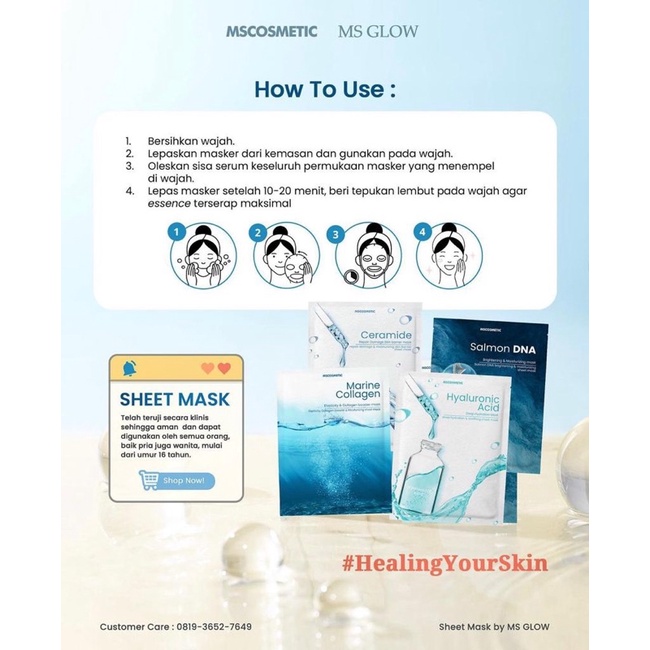 MARINE COLLAGEN SHEET MASK 1 PCS MURAH MERIAH MSGLOW MSCOSMETIC