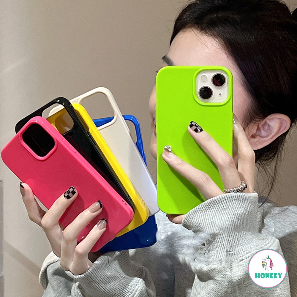 Soft Case TPU Warna Permen Glossy Fluorescent Untuk IPhone 14 13 12 11 Pro Max X Xs Max XR 8 7 Plus