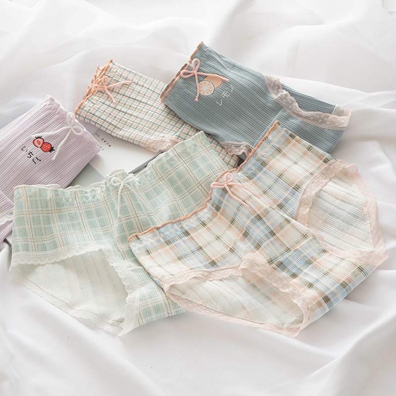 Celana dalam wanita cewek remaja bahan katun import CD024 cotton panty motif stawbery karakter