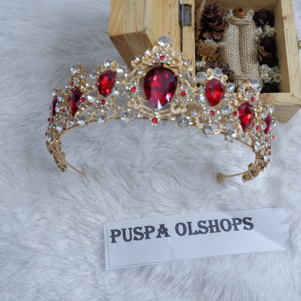 Mahkota/Tiara Rhine Stone Dueches Red