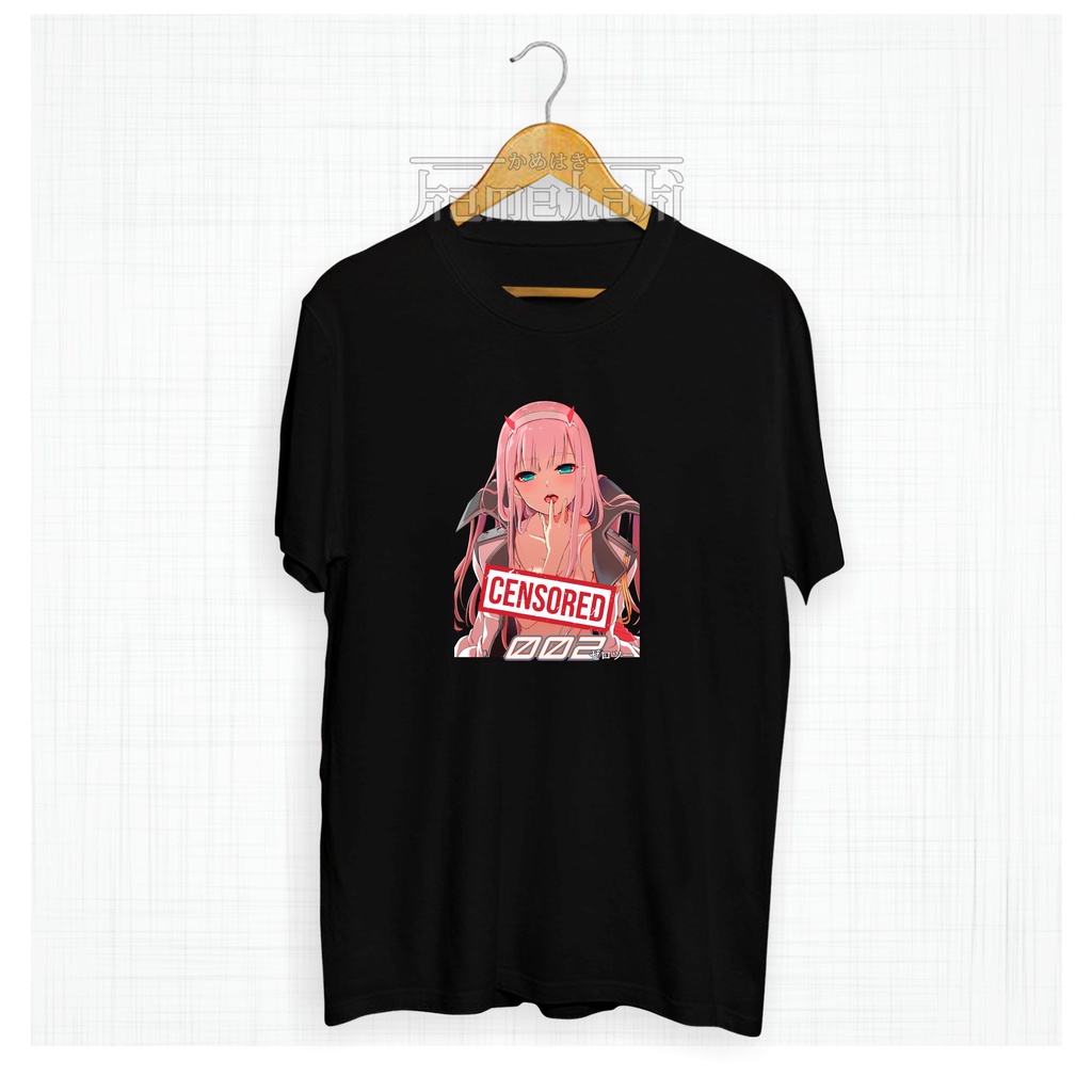 Kaos Anime H3NTAI CENSORED ZERO TWO WAIFU T-Shirt Distro Jepang Pria Wanita Cotton Combed 30s Oversi