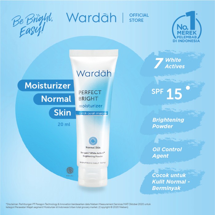 Wardah Perfect Bright Moisturizer Normal Skin 20 ml / Wardah Perfect Bright Moisturizer / Wardah Perfect Bright Series