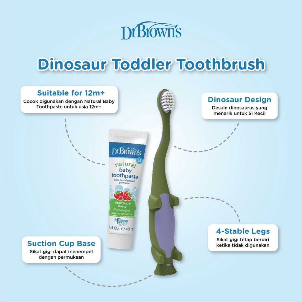 DR BROWNS TODDLER TOOTHBRUSH - DINOSAUR / 1-4 TAHUN