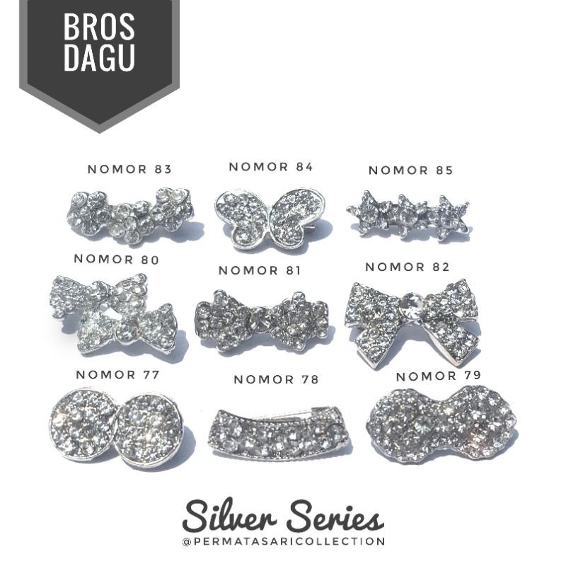 Bros Dagu Korea Kecil Aksesoris Jilbab Hijab Kerudung Wanita Muslim Muslimah Silver Small Brooch Pin Peniti Motif Bunga Pita Mutiara 5