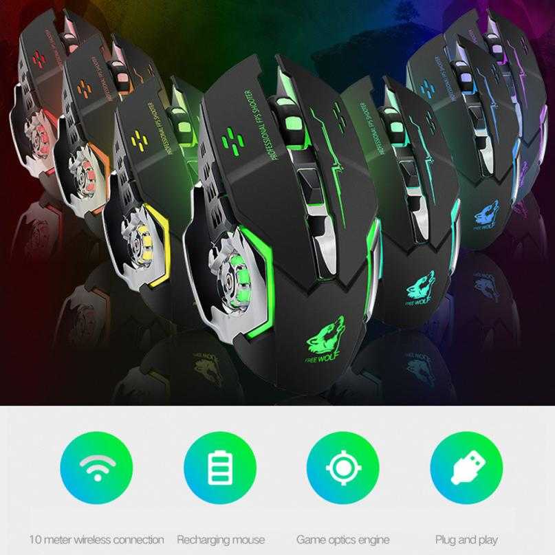 Free Wolf Wireless Gaming Mouse LED Light 1800 DPI - X8