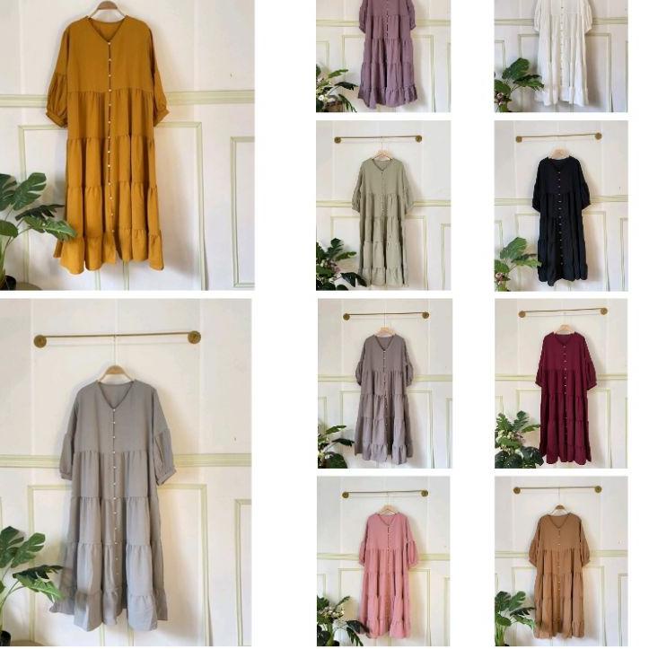 Menarik.. MIDI DRESS MUTIARA CRINCLE / MIDI DRESS CRINCLE AIRFLOW / MIDI DRESS JAMUR / MIDI DRESS CR