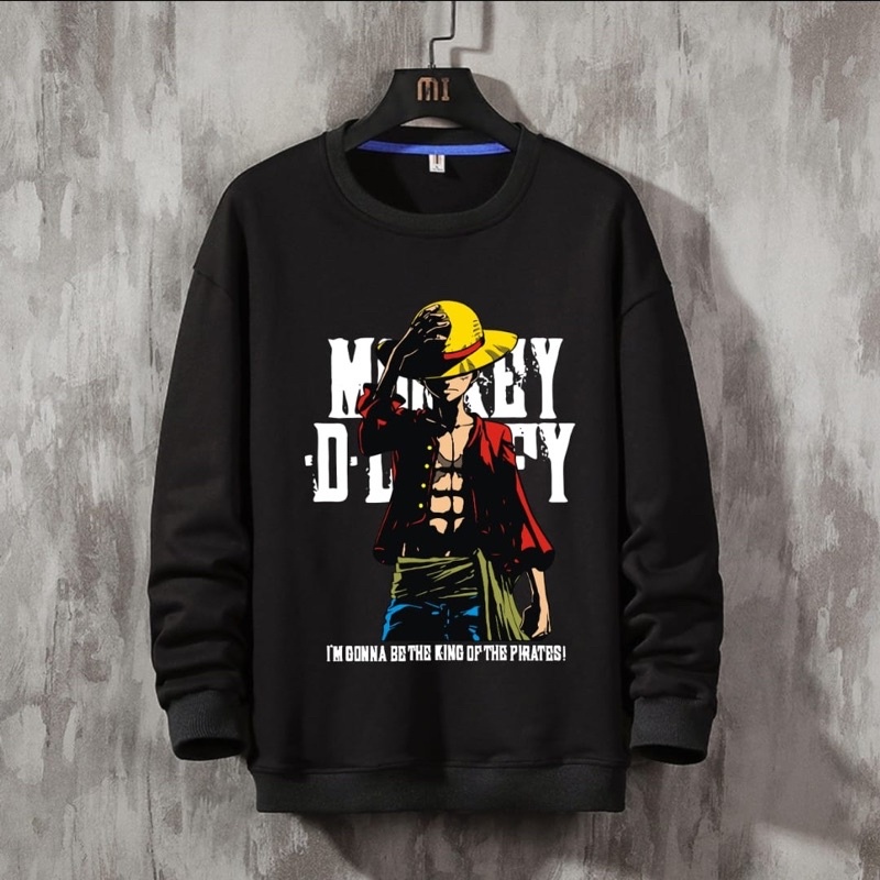 BAJU KAOS LUFFY PIRATE COWOK ATASAN PRIA LENGAN PANJANG DISTRO PREMIUM