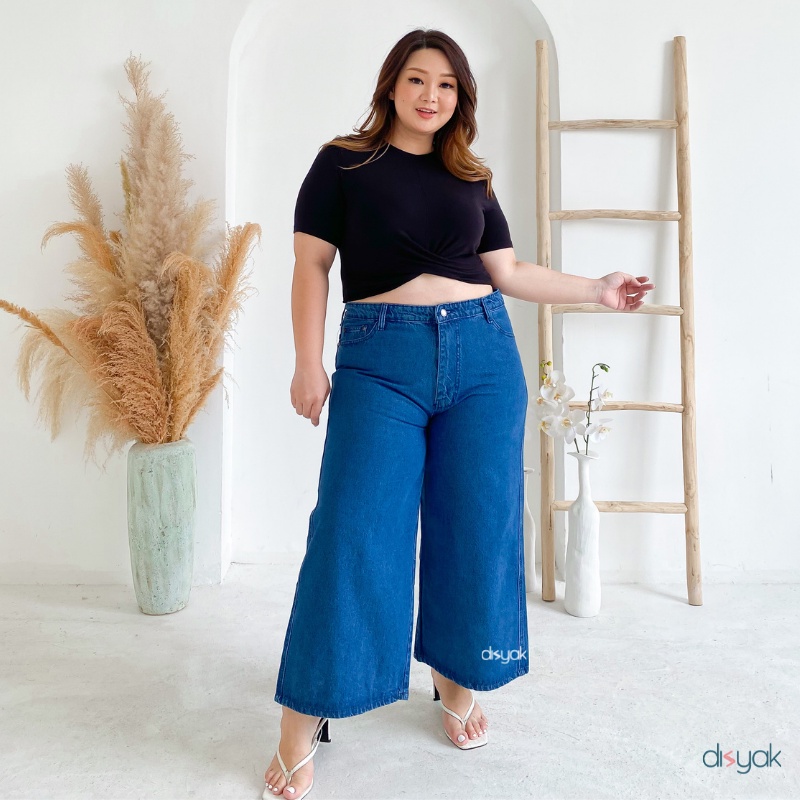 DISYAK - JUMBO Kulot Curvy High Waist Non Stretch Dark Blue 921