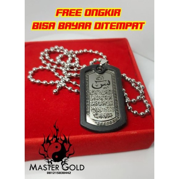 Kalung Pria Lukisan Kaligrafi Surah Yasin Anti Luntur Anti karat