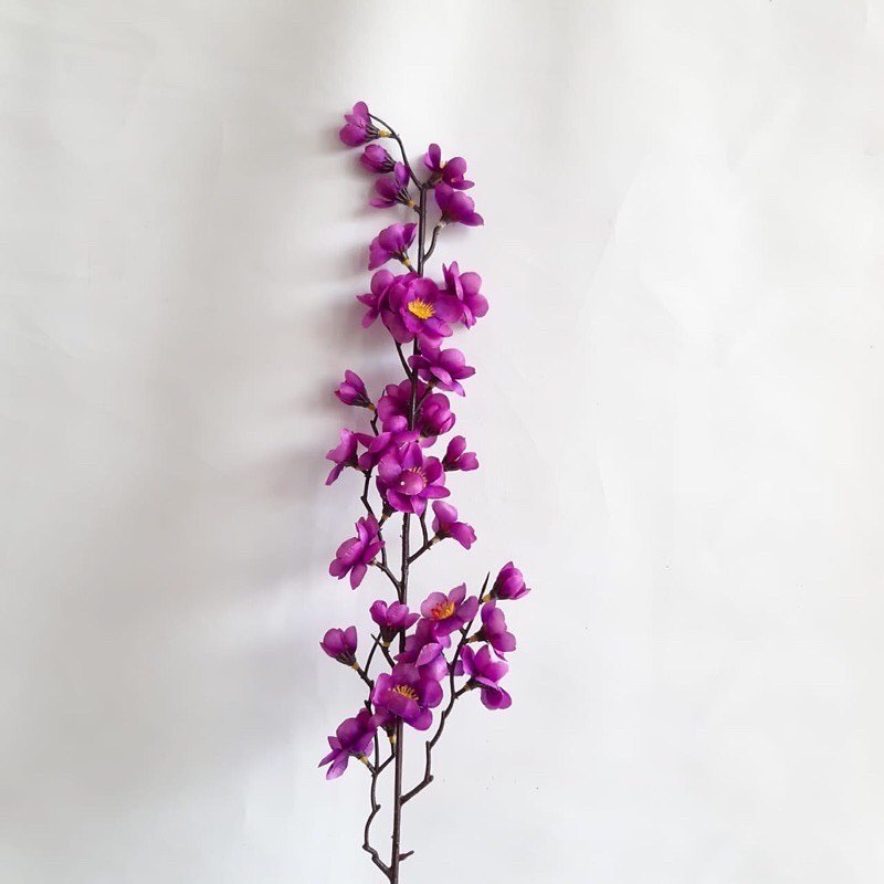 BUNGA SAKURA tangkai panjang 70cm - bunga artificial hiasan rumah home decor shabby grosir murah-ungu tua