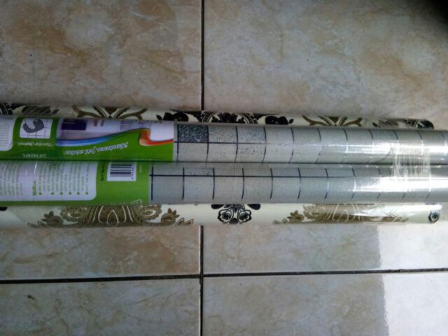 Silver Mozaic Sticker Dapur Stiker Dapur 45cmx5m