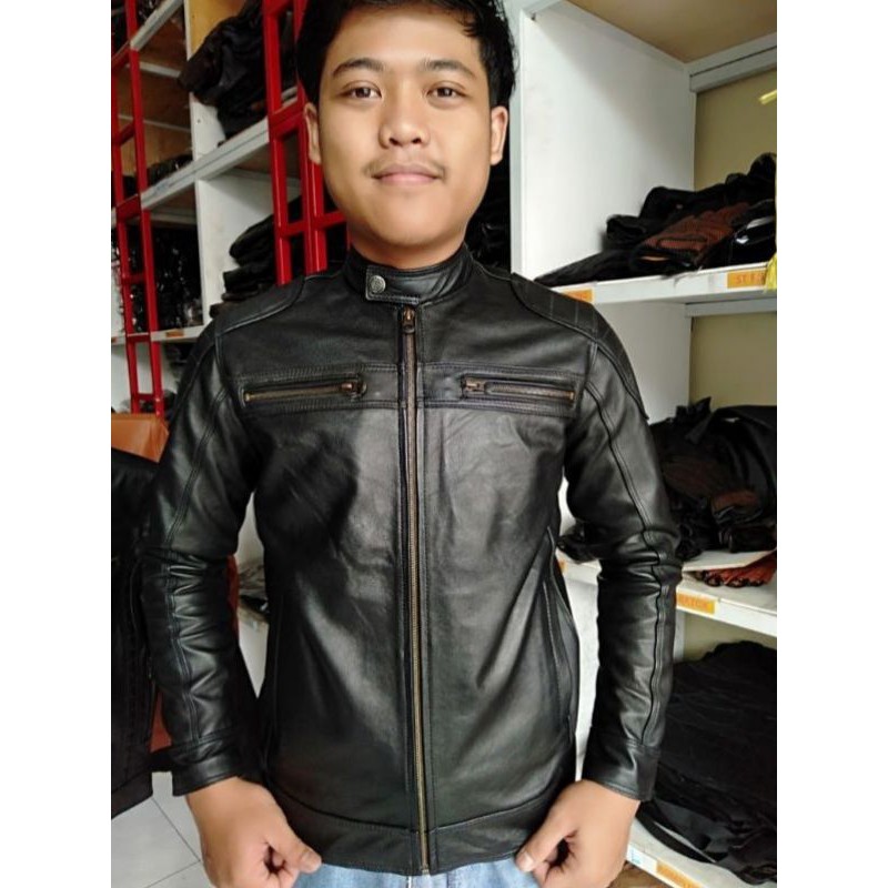 Jaket Pria Kulit Asli Domba New Tren/Jaket Kulit Asli Motor Elegant