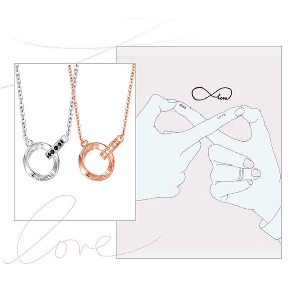 Kalung Couple LILY Creativite Double Buckle I Love You Pendant