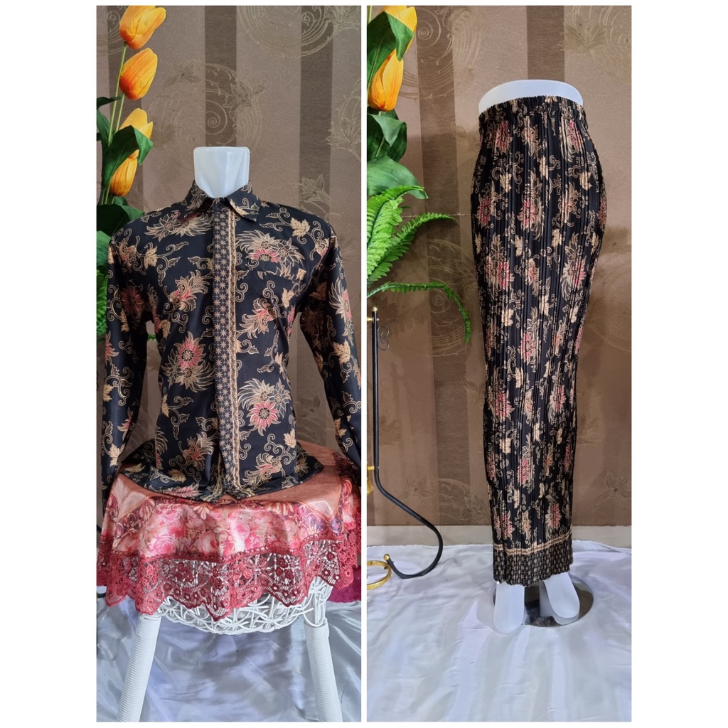 [COD] Couple Kemeja Panjang dan Rok Plisket Premium || Couple Kemeja Formal Batik || Rok Plisket MAXI JUMBO || Kemeja Batik Semi Sutra || Couple Kemeja dan Batik Premium