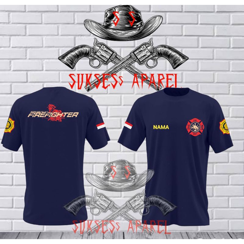 kaos fire fighter lengan pendek/damkar