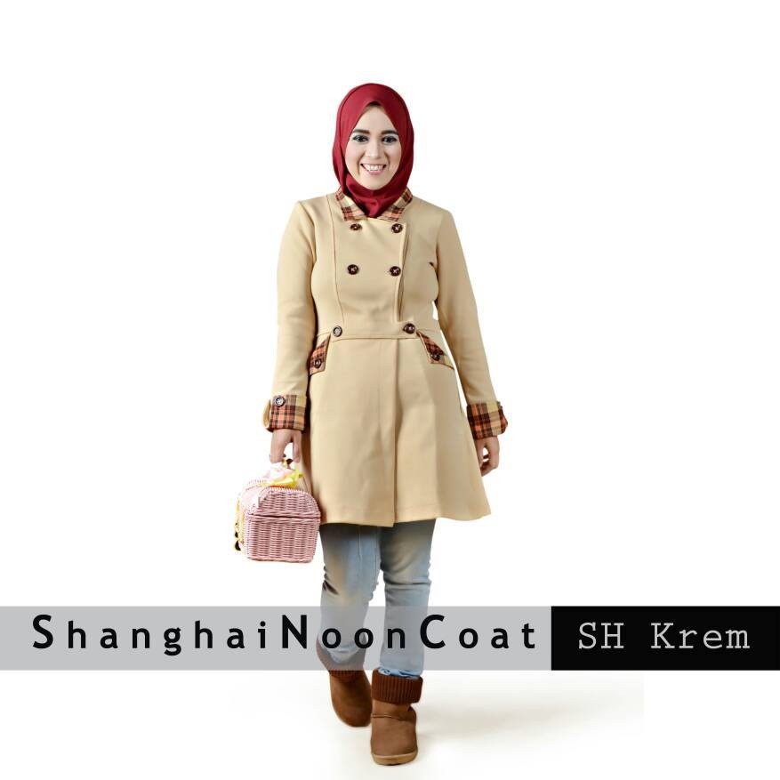 Jaket Wanita Muslimah Shanghai Coat Warna Krem