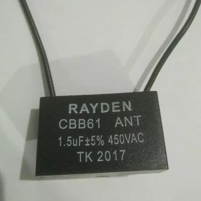 CAPASITOR KIPAS ANGIN 1.5 UF ukuran= 1.5uf +5% 450VAC - RAYDEN CBB61 lightn33 Kualitas Baik