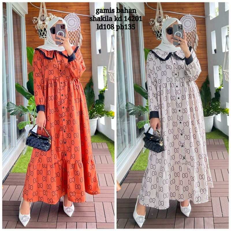 GC Maxy, GAMIS WANITA MUSLIM SUPER CANTIK FIT XXL LD 110 BAHAN SHAKILA IMPORT TERMURAH OOTD KEKINIAN