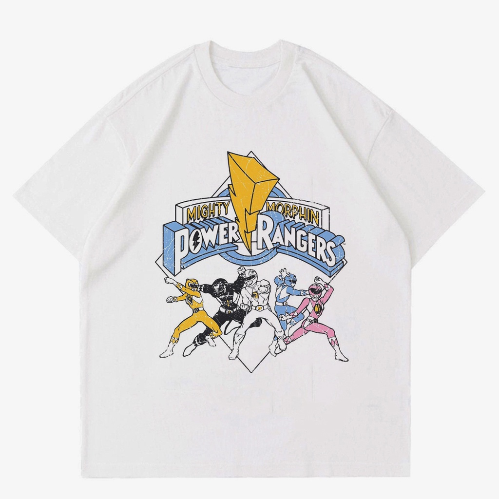 T-SHIRT VINTAGE POWER RANGERS | KAOS 90'S NOSTALGIA POWER RANGERS | BAJU PUTIH OVERSIZE