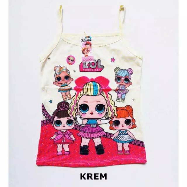 Kaos Singlet Anak Perempuan Lol / Kaos Dalam Singlet Anak Perempuan Bahan Katun Motif Lol Murah