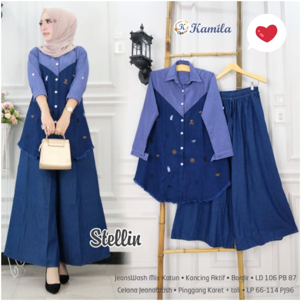 stellin stelan setelan set 1set oneset baju tunik dress pakaian jeans jean jens jins levis pants pan