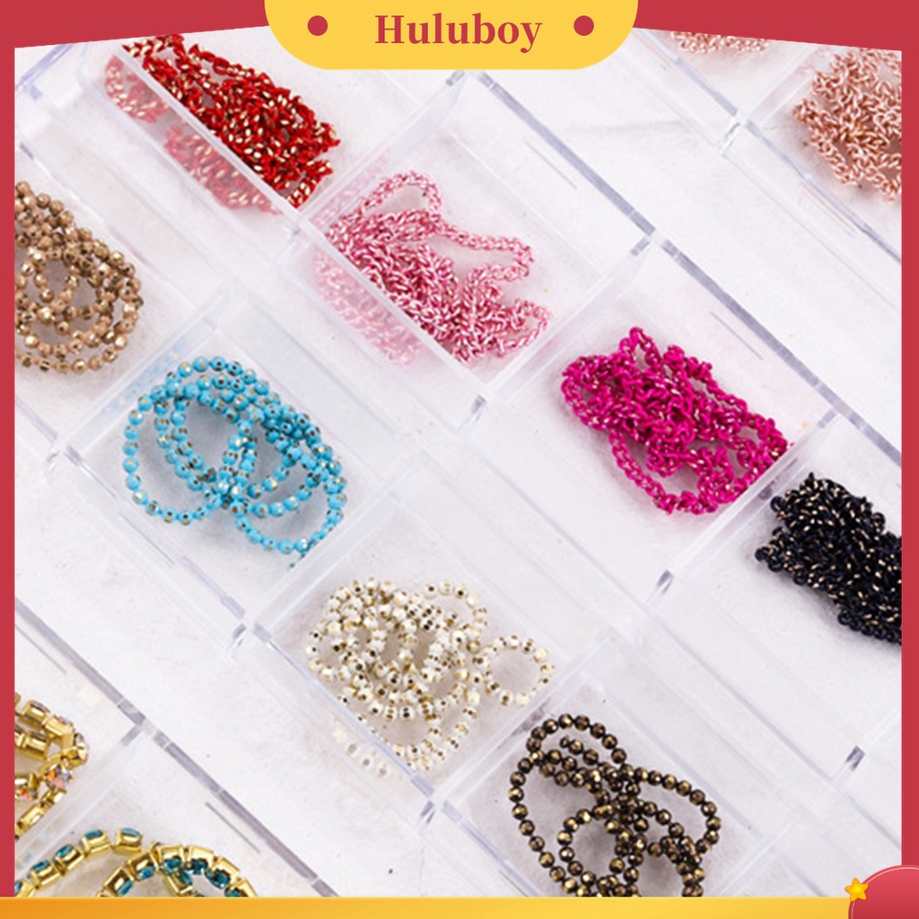 Huluboy Huluboy♡ 12pcs / Set Rantai Metal Lebar Aplikasi Nail Art / Manicure