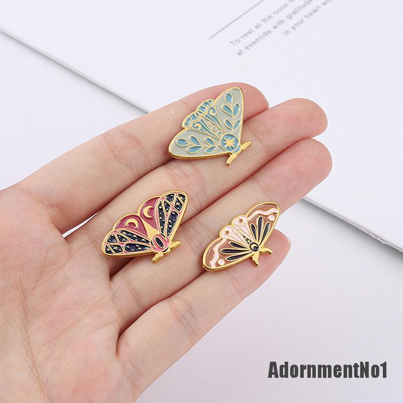 (Adornmentno1) Bros / Pin Enamel Bentuk Serangga Ngengat Kartun Untuk Aksesoris Tas / Ransel / Pakaian