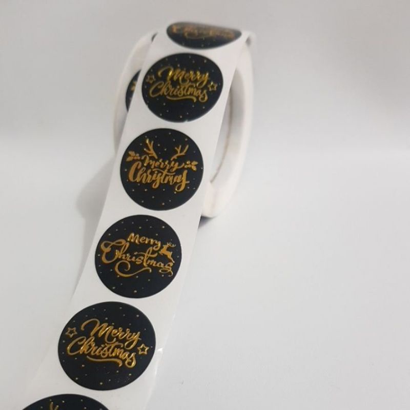 

1 pcs Sticker Natal Merry Christmas diameter 2,5cm