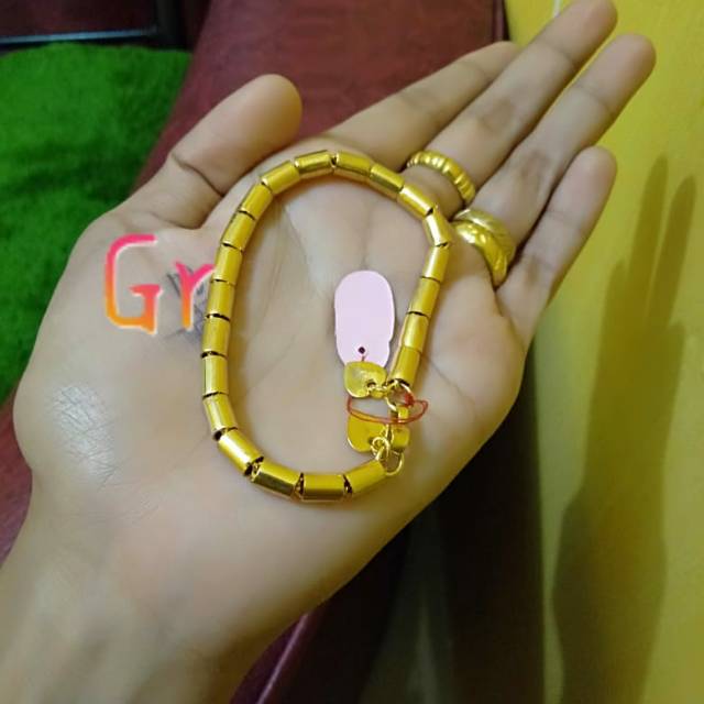 Gelang bambu polos lapis emas ukuran 16 ,17,18, cm harga gelang sj