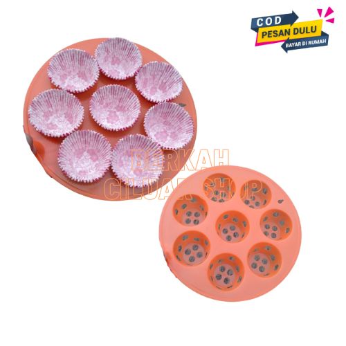Loyang Cetakan Bolu Kukus Bulat 8 Lubang Bahan Plastik Plus 40pcs Kertas Bolu Kukus