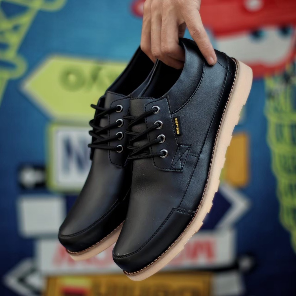 Enoz Bara - Sepatu formal pria kulit pu sintetis original semi pantofel kerja cowo keren modis kekinian