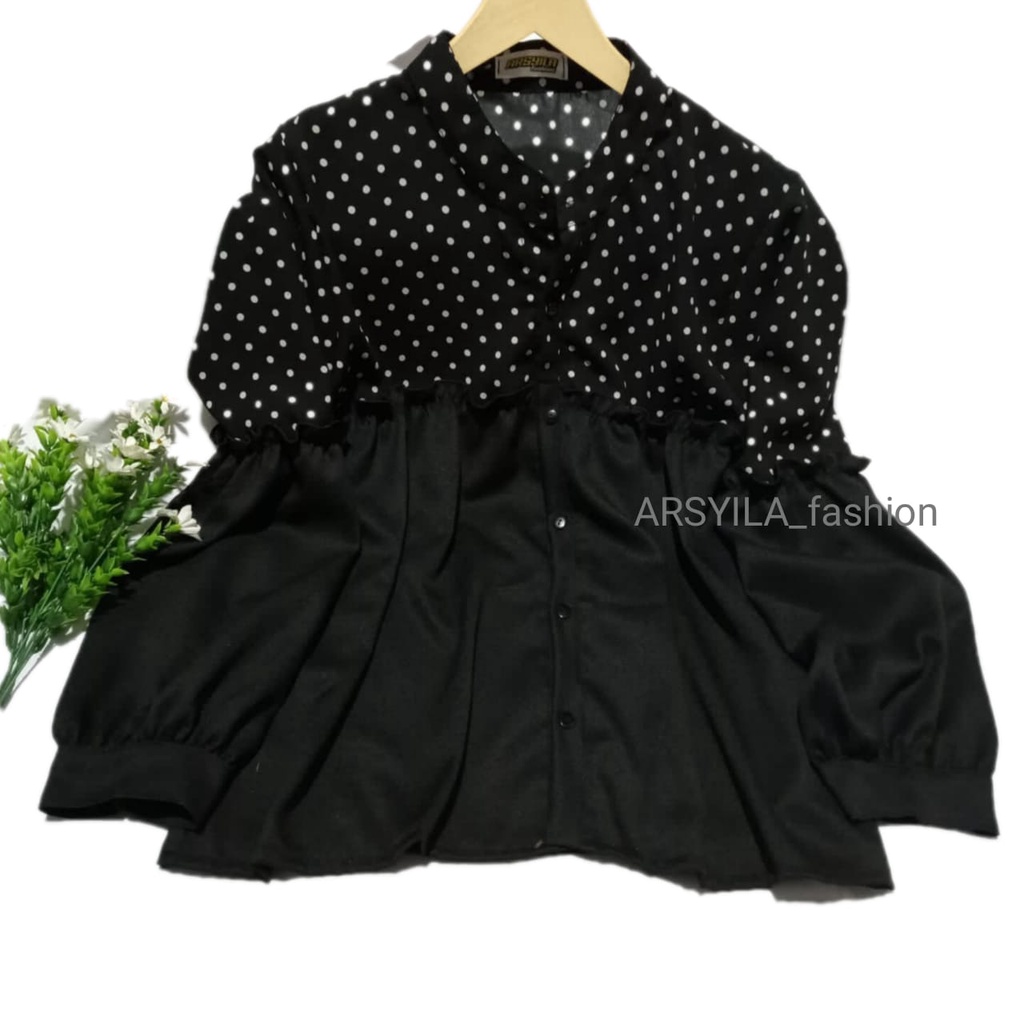 ARSYILA TOP BLOUSE/fashion Atasan Blouse Rempel Terbaru/kemeja busuy Jumbo Ukuran L XL XXL XXXL/Blouse Jumbo