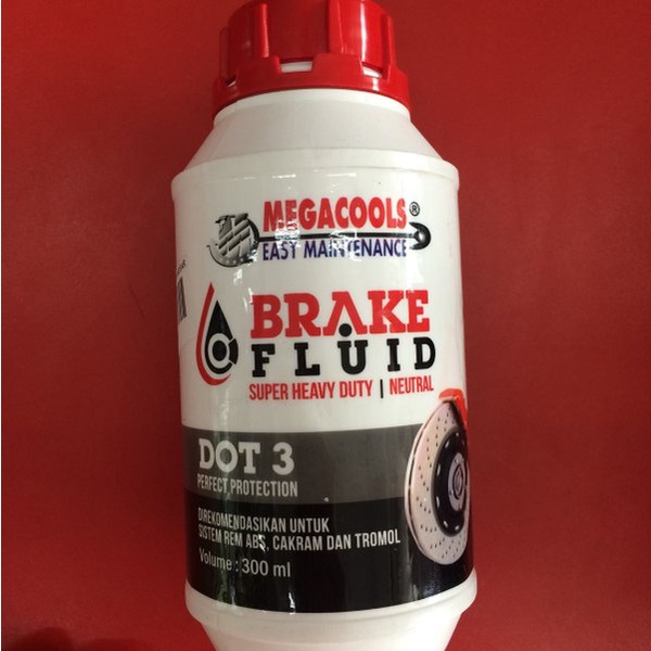 Megacools brake fluid 300ml Red MEGACOOLS Minyak rem Merah DOT 3 Oli Rem ABS Cakram