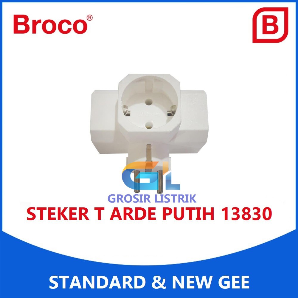 Broco Steker T Arde Persegi Putih 13830 Colokan Te Cabang 3 2P White Original Grosir Promo Murah