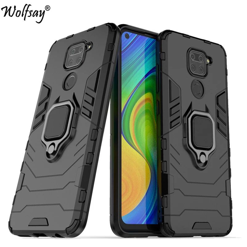 Hardcase Armor Xiaomi Redmi Note 9 / Hard Case Ring Stand Redmi Note 8 Casing Transpomer Cover