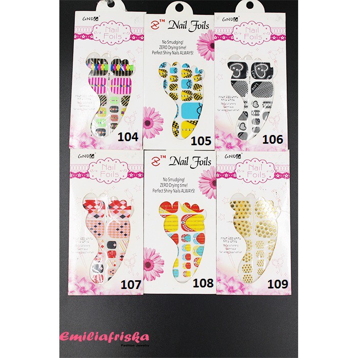 NAIL STICKER KUKU STIKER KUKU KAKI MURAH WANITA MOTIF FAKE NAIL ART