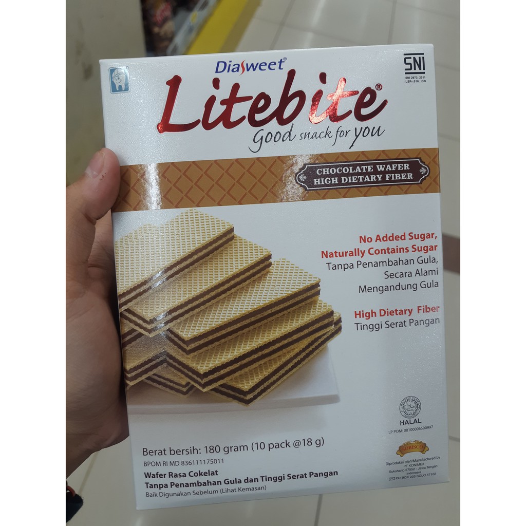 

[LACTO VEGETARIAN DETECTED] Wafer Cokelat Litebite - Tanpa Penambahan Gula, Tinggi Serat