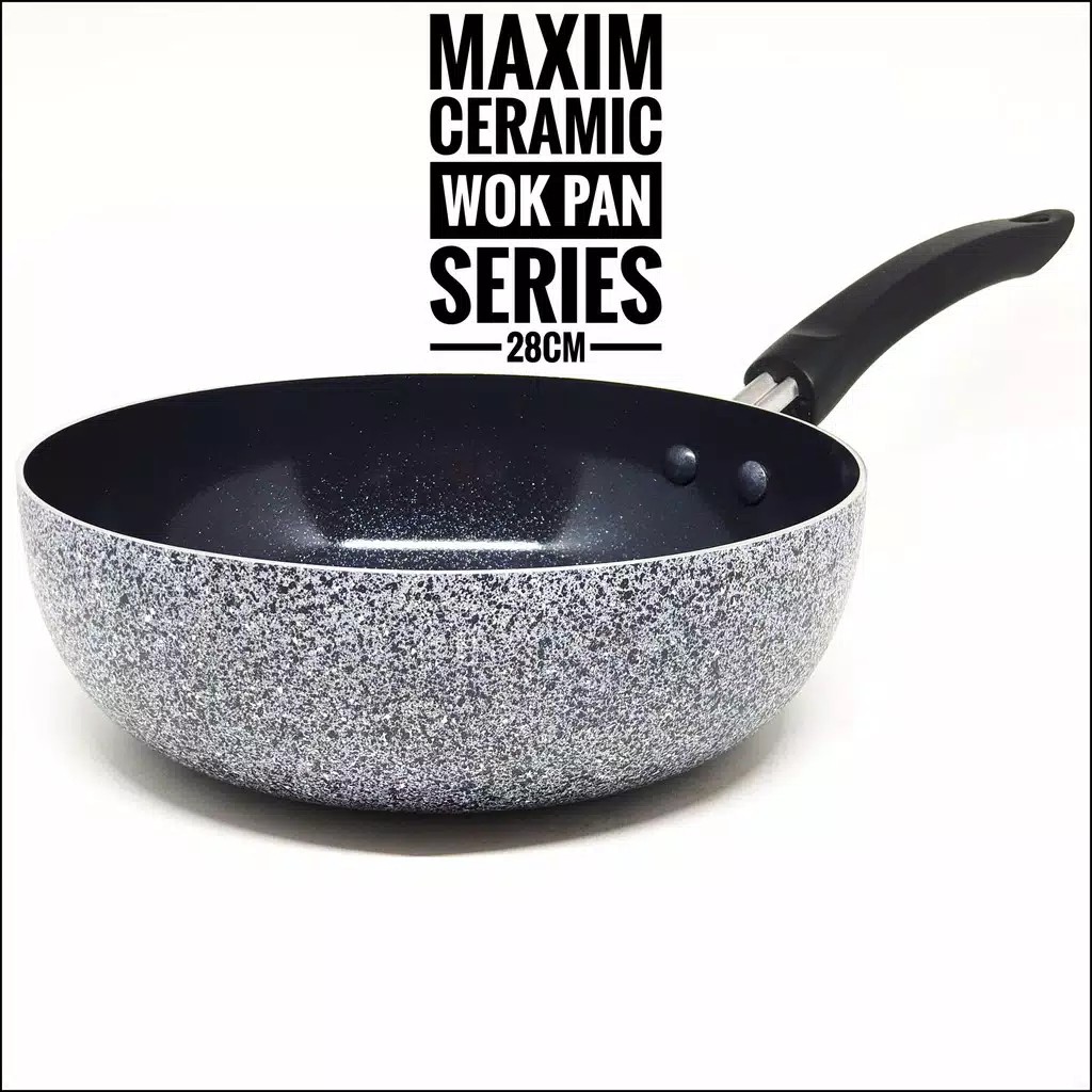 Maxim 28cm Wok Pan Keramik Teflon Anti Lengket Panci Ceramic Wajan Penggorengan