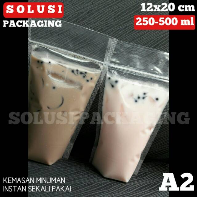 KEMASAN MINUMAN MILKSHAKE A2/STAND POUCH/PLASTIK MINUMAN