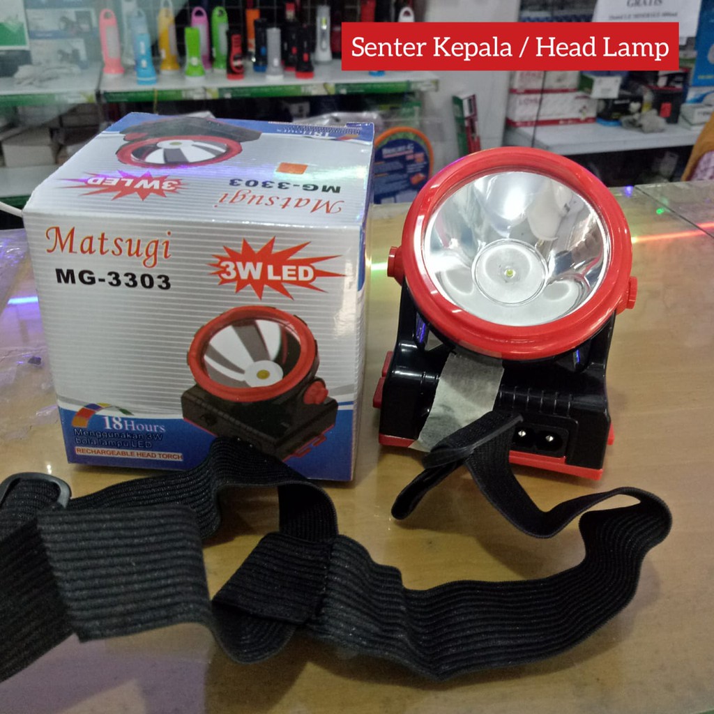 Senter Kepala Matsugi Lampu Putih Rechargeable Head Torch Lamp MG-3303