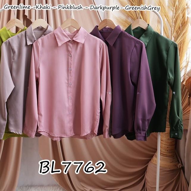 ➺ Baju atasan kemeja polos lengan panjang kerja kantor kuliah fashion ootd cewek wanita murah -7762