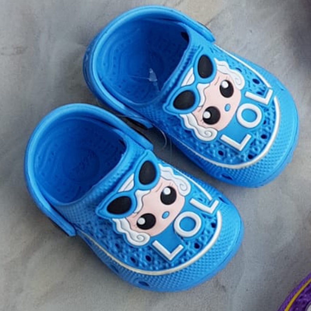 Sandal LOL Anak Perempuan Bayi Karet Model Crocss Bapau Import