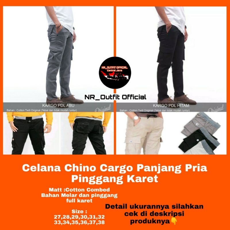 Jumbo Big Size 27-38 Cargo Panjang Rip Celana Kargo Pinggang Karet Pria Pendaki NR_Outfit Official
