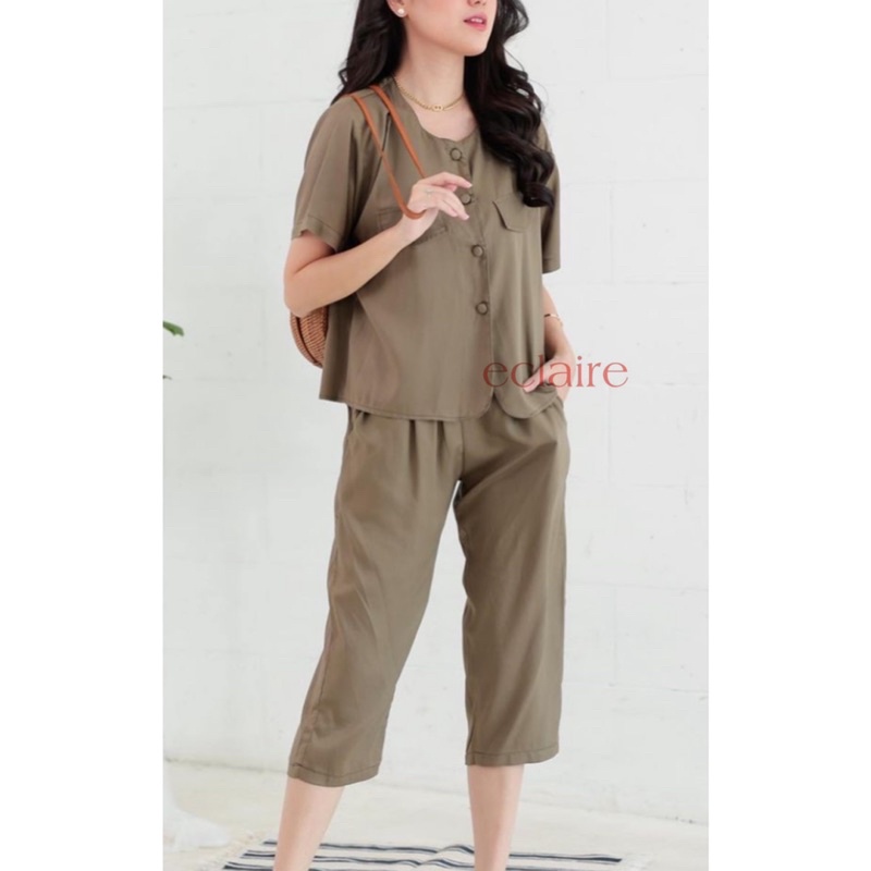 ECLAIRE - Culote Set Rayon Korean Button